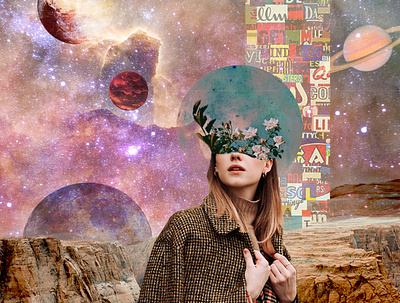 Collage astrology collage design graphic design illustration planets poster retro space spiritual