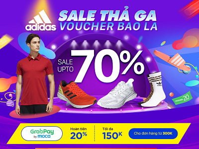 Adidas sale with grabmoca adidas logo promotion banner ux