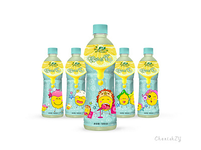 lemon drink packaging star bottle cartoon design drink illustrations lemon packaging plastic star