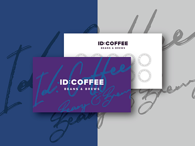 ID: COFFEE Coupon Card blue brand design brand identity branding caffe card design coffee design illustration logo name card namecard purple typography vector