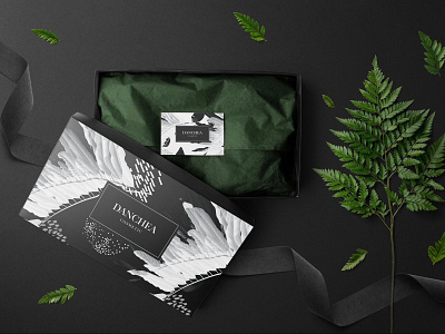 DANCHEA Cosmetic Packaging design box branding design green illustration leaf logo package packagedesign packaging present typography ux