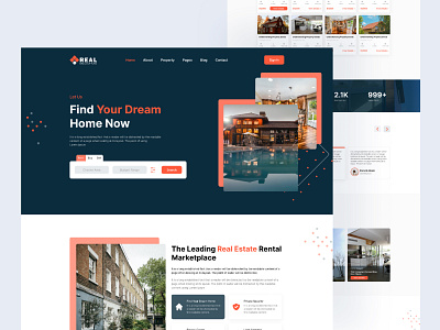 Real Estate Landing Page Design attractive branding easy to use graphic design hero section interface landing page logo real estate real estate landin page ui web templet website website interface website ui