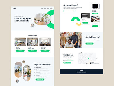 Coworking space home page branding components design figma graphic design logo mockup style guides ui uiux design ux visual design web design website wireframe