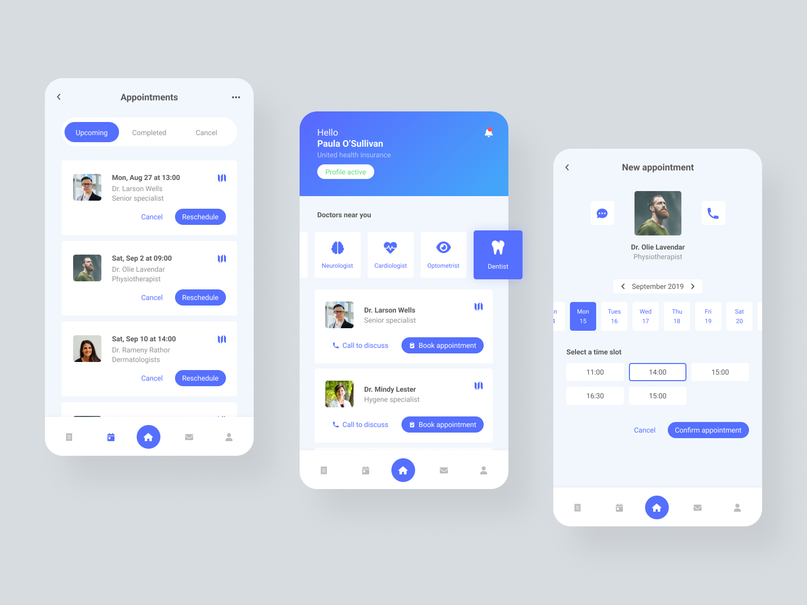 Medical app - mock-ups by Wardah Kay on Dribbble