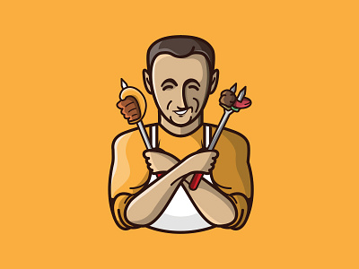 Barbecue Time barbecue character chef cook cooking food illustration meat
