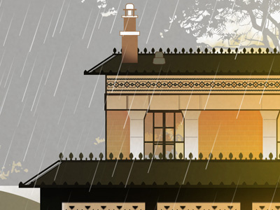 Rain Bar illustration rain bar vector vintage house window