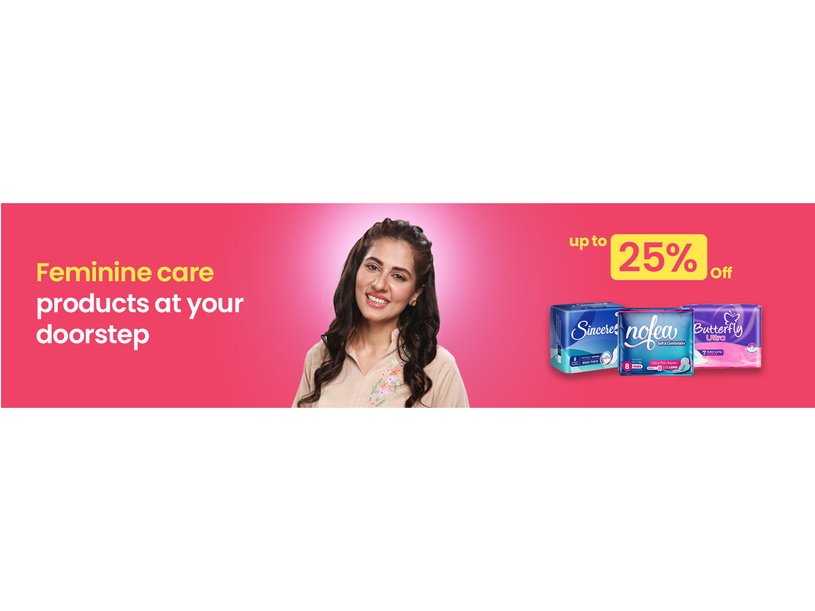 Homepage banner for feminine care products by Stephanie Felix on Dribbble