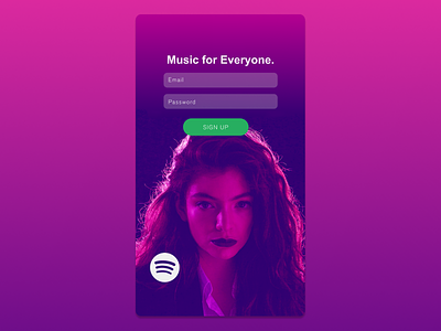 Daily UI 001: Sign Up [Lorde] lorde music sign in sign up spotify spotify music ui design user interface ux design
