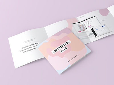 Shoptiques POS brochure design double gate fold fashion marketing gate fold graphic design pamphlet pastel print square