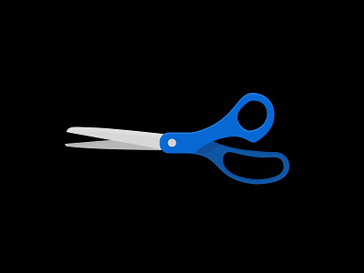 Cut it right! blue cut flat icon illustration paste scissors silver tool ui