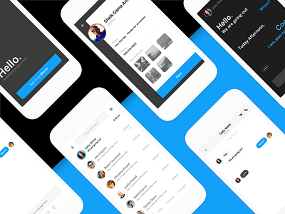 Simple chat app concept UI. app blue chat chatapp fresh iosapp iphone minmal simple typography ui white