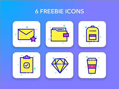 6 Freebie Icons bag coffee color diamond free freebie icon icons landing mail sketch task