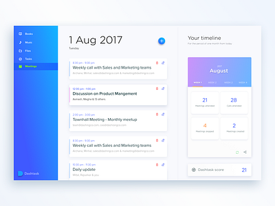 Dashtask - Task Management App app blue dashboard design flat meeting minimal saas task ui ux web