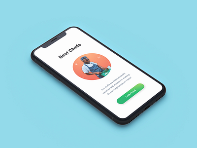 Food Ordering App - Walk through screen iPhone X chef flat food ios iphonex minimal mobile ui walkthrough