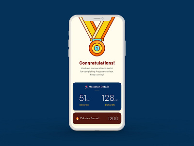 Arogya Fitness App UI - Marathon Success Screen creative design emptystate fitness flat illustration ios ios11 iphonex mobile ui