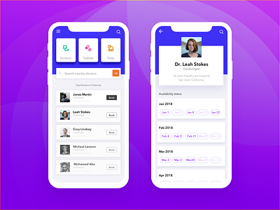 Healthcare app concept ui app design doctor flat ios material medical mobile purple typography ui ux