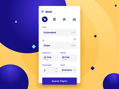 Flight booking app - UI android app appui blue book booking creative design flat flight ios material minimal mobile ui user ux yellow