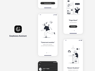 Earphones Assistant app illustration ui