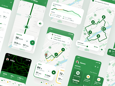 Cyclers App android app badges cards cycling gamification heatmap ios layout micromobility navigation poi