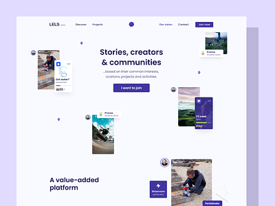 LELS beta app communities creators exploration impact landing layout light projects stories