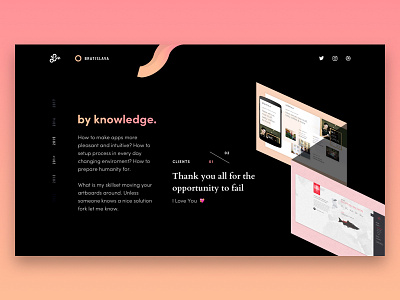 By Knowledge 💖 branding case study dark geometric isometric knowledge landing layout personal project typography website