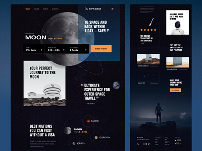 SPACED Website Concept dark design homepage landing logo moon sci fi space spaced spacedchallenge travel