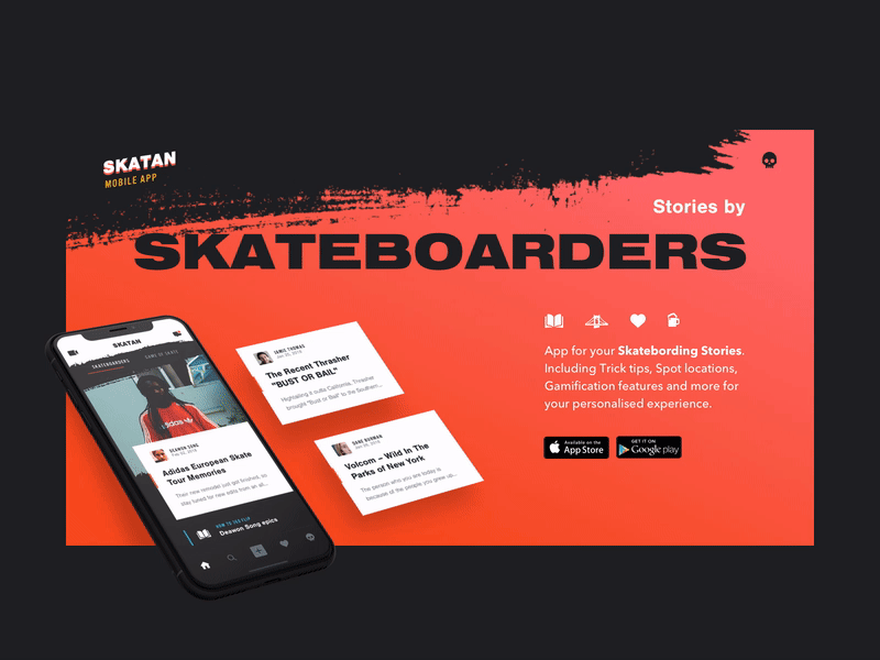 🔥🍊 App for skateboarding - page concept