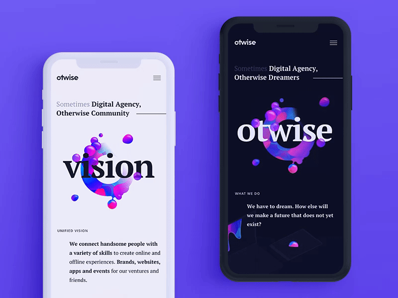 Otwise Drop about agency animation collaboration dark digital drop fluid light mobile web otwise responsive web