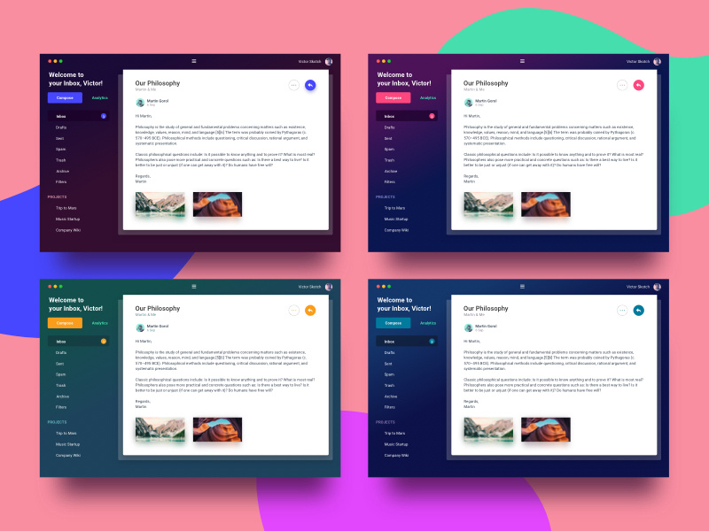 Colorways of Different Email Client