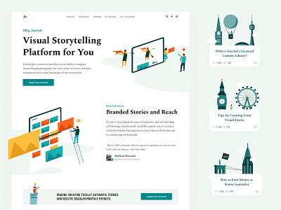 Platform Landing Page articles branding cities discover illustrations landing page simple stories storytelling typography