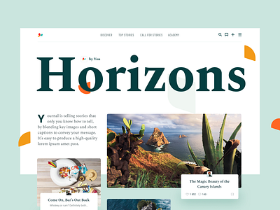 Horizons Magazine blog branding exploration horizons landing layout light magazine typography