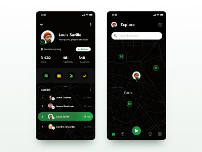 Dark mode app branding dark exploration ios layout location typography ux