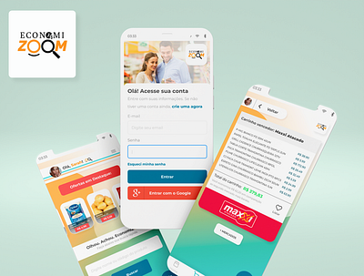 EconomiZOOM! App for checking offers in supermarkets. app branding design figma graphic design illustration logo ui ui design ux
