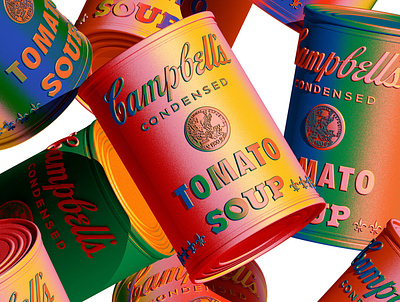 Campbell's Soup Cans 3d andrew footit andy warhol art design illustration poster render