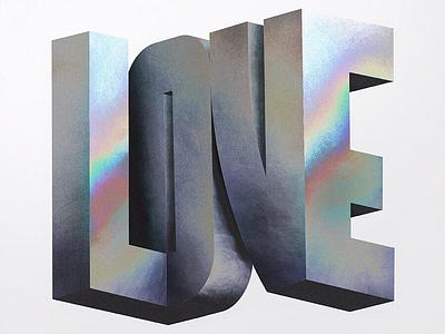 Love 3d foil metal pearlescent typography