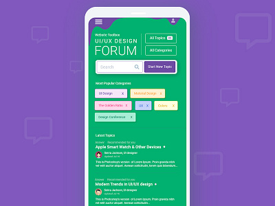 An experiment for Forum App Ui app design creative forum ui ui design ux