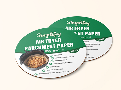 Air Fryer Parchment Paper Label design Work circular label design label design product label design