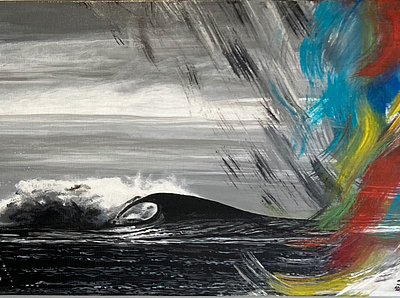 Wave with colours acrylic artwork canvas design