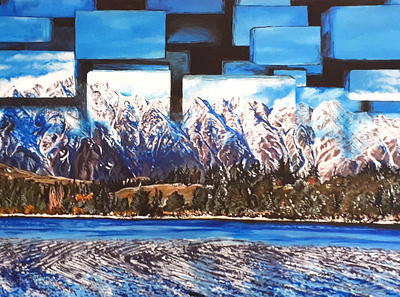 The Remarkables in cubes NZ acrylic art artwork canvas design