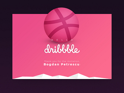 Hello dribbble debut first shot happy hello landing page pink thank you