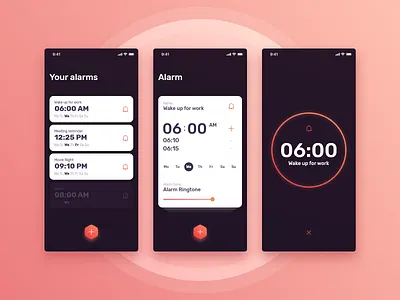 Alarm App alarm app concept design mobile morning settings snooze time ui ux