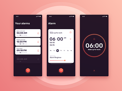 Alarm App alarm app concept design mobile morning settings snooze time ui ux