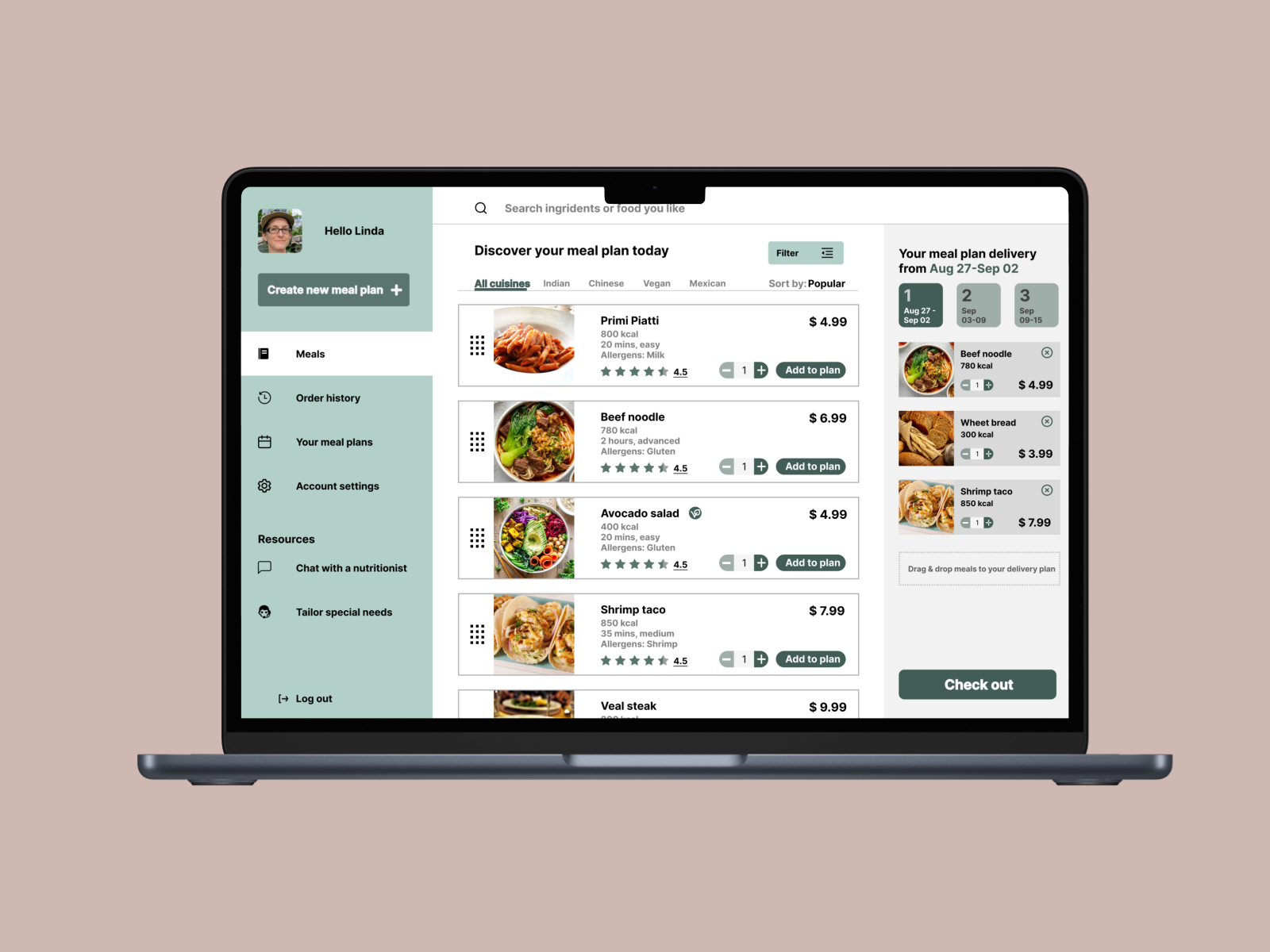 meal prep web design by Yang Tang on Dribbble