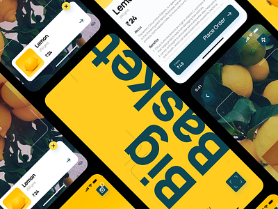 Big Basket Scan & Buy Concept Design ecommerce green grocery uiux yellow