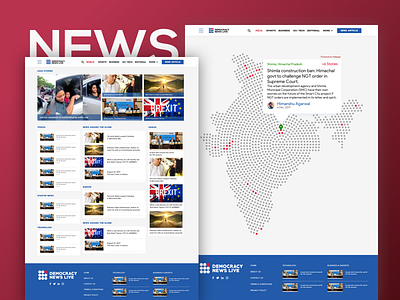 Democracy News Live Website UI design news responsive ui ux web website