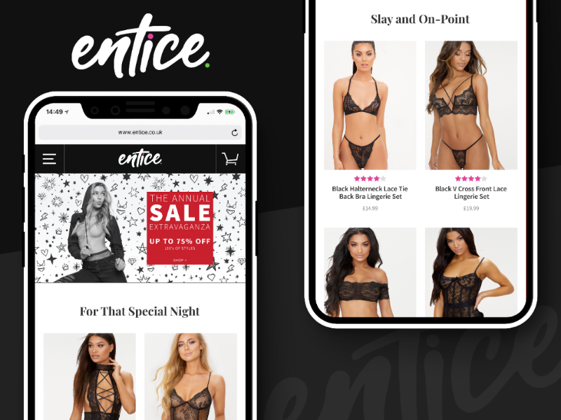 Entice - Lingerie Ecommerce Theme shopify theme photoshop xd sketch ui ux web designer graphic designer graphic design design designer web design ecommerce