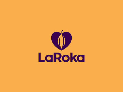 LaRoka brand branding cacao chocolate cocoa color design food heart icon logo love mark trademark vector yellow