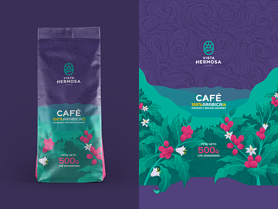 Cafe Vista Hermosa branding coffee color design drink food fruit graphic design icon illustration logo monogram natural nft packaging plantation print type ui vector