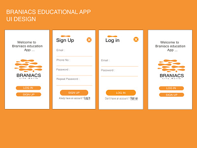 Braniacs Educational App Screens UI/UX Designs