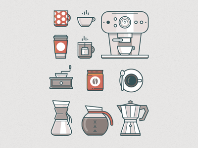 Cup O' Coffee Icon Set chemex coffee coffee machine coffeemaker cup grinder icon set icons illustration moka pot mug vector